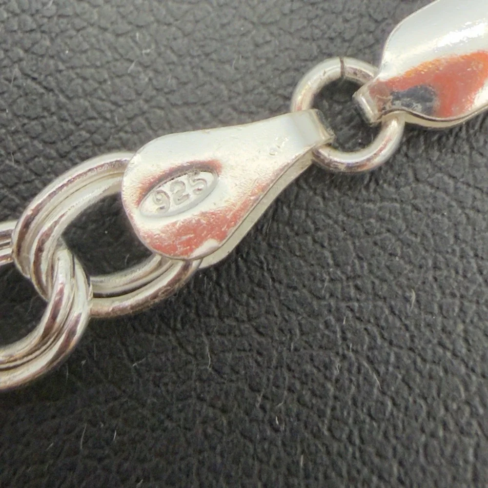 Vintage FAS Italy 925 Sterling Silver DOUBLE OVAL LINK Chain Charm Bracelet 7.5